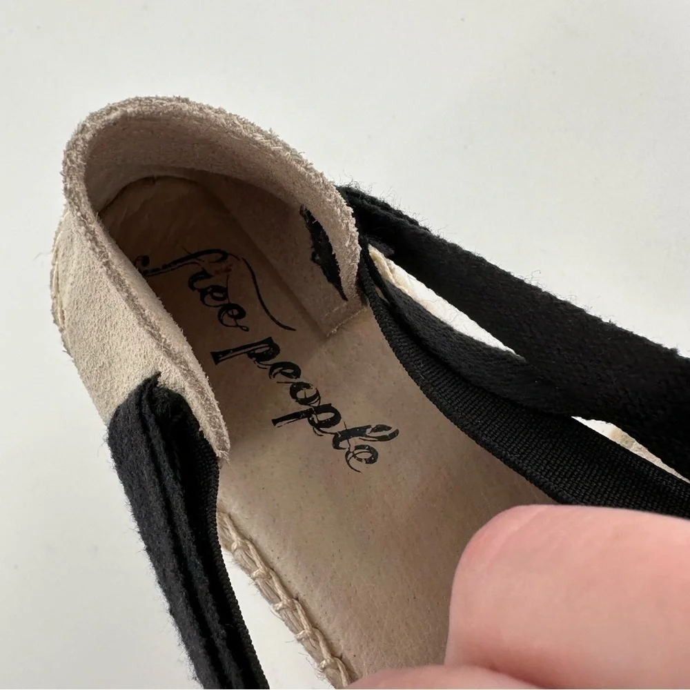 Free people flats 36 6 black beige suede dorsay Espadrilles coastal granny